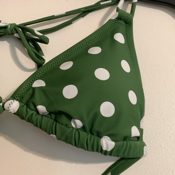 Cupshe- Green &White Polka Dot Thong Bikini - Picture 2 of 9